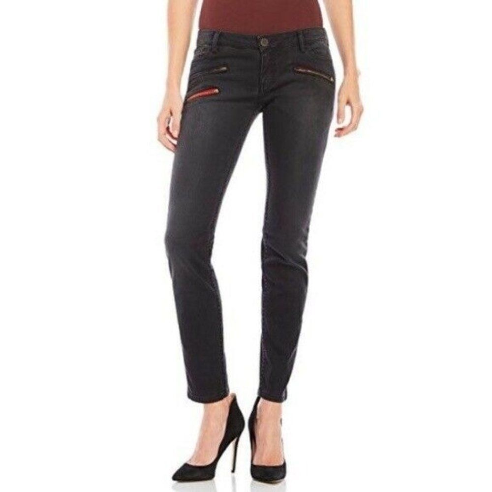 Etienne Marcel Jeans Black Moto Skinny Jeans Size 24‎